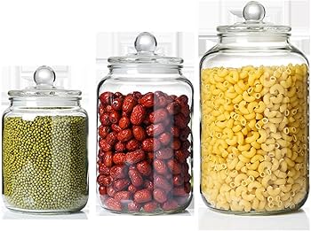 3pc Set Round Glass Jars- Airtight