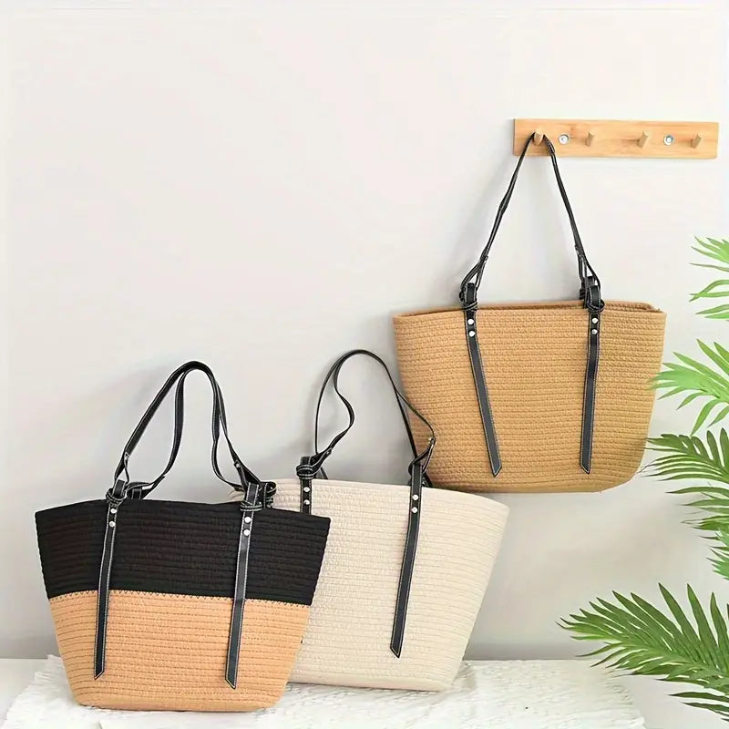 Retro Straw Tote Bag